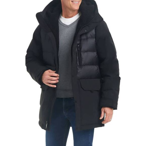 NEW VINCE CAMUTO water resistant down & feather fill puffer parka jacket in blac